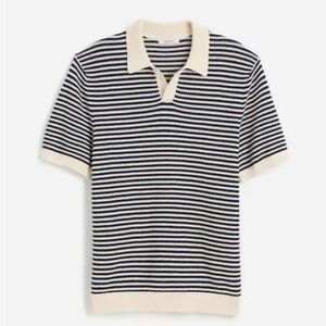 Zara black  and Cream Striped Polo Shirt